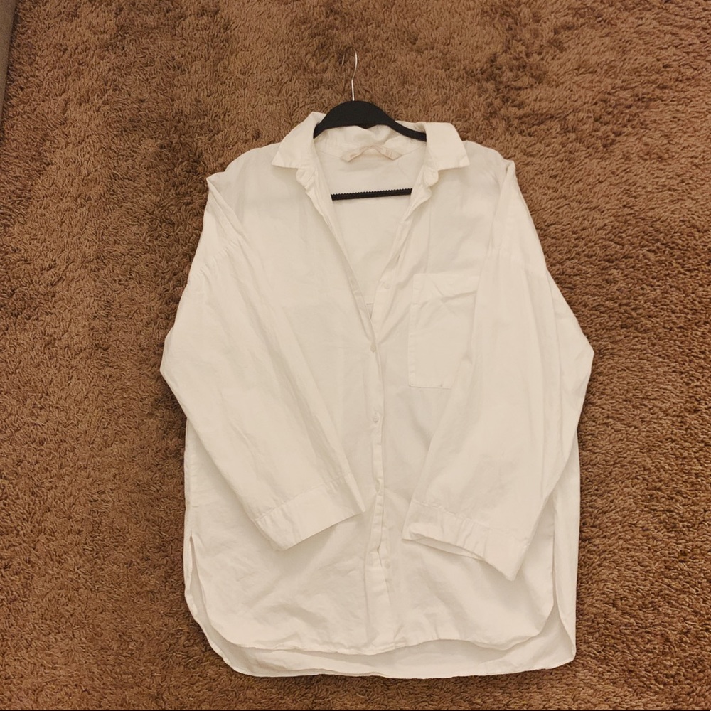 ZARA COTTON WHITE SHIRT WITH POCKET👍🏼